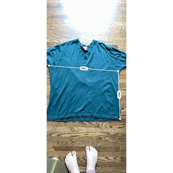 J.Jill Women V Neck Green Relaxed Fit Lightweight Pullover Sweater Cotton Tall M - Picture 5 of 6